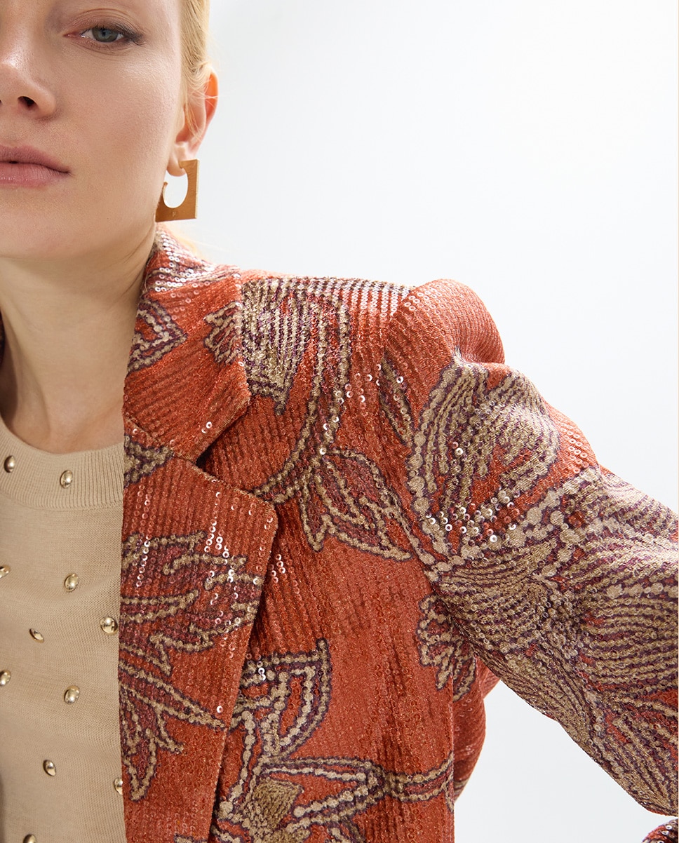 Americana de mujer lentejuela motivo floral - Lola Casademunt - Nuez Nuez-4