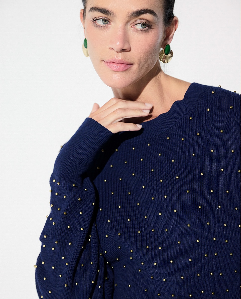 Jersey de mujer bolitas metálicas - Lola Casademunt - Azul oscuro Azul oscuro-2