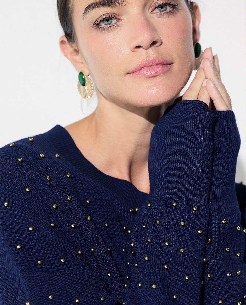 Jersey de mujer bolitas metálicas - Lola Casademunt - Azul oscuro Azul oscuro-3