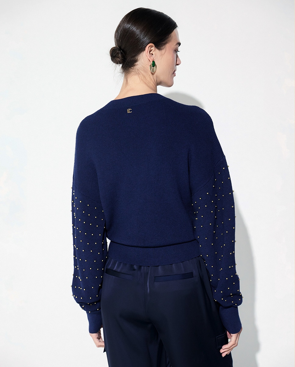 Jersey de mujer bolitas metálicas - Lola Casademunt - Azul oscuro Azul oscuro-4