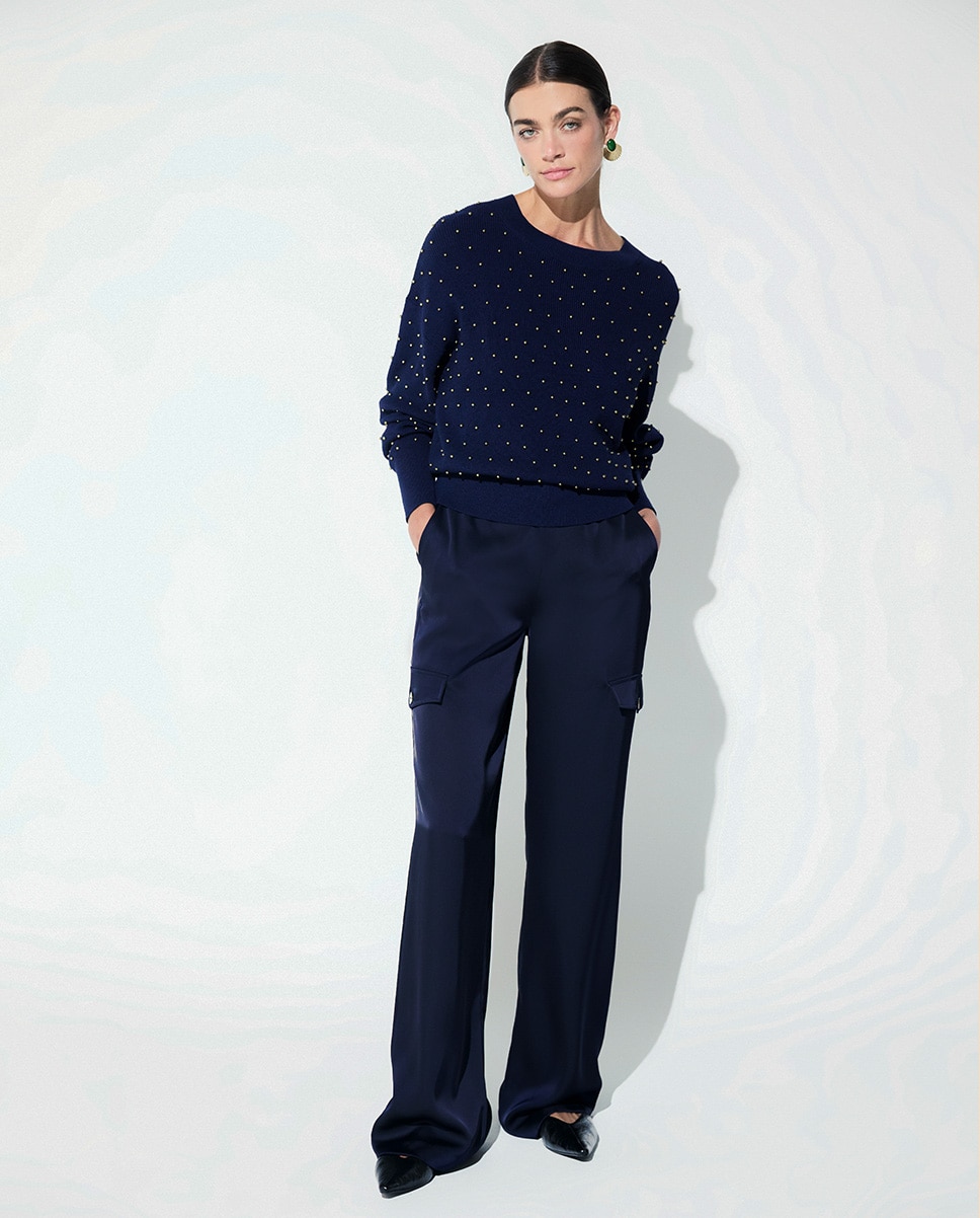 Jersey de mujer bolitas metálicas - Lola Casademunt - Azul oscuro Azul oscuro-5