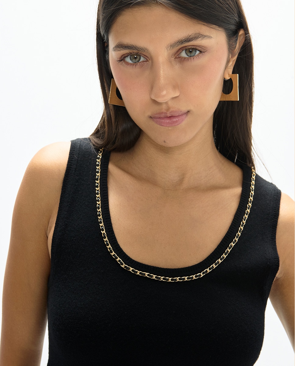 Top de mujer sin mangas con cadena decorativa - Lola Casademunt - Negro Negro-4
