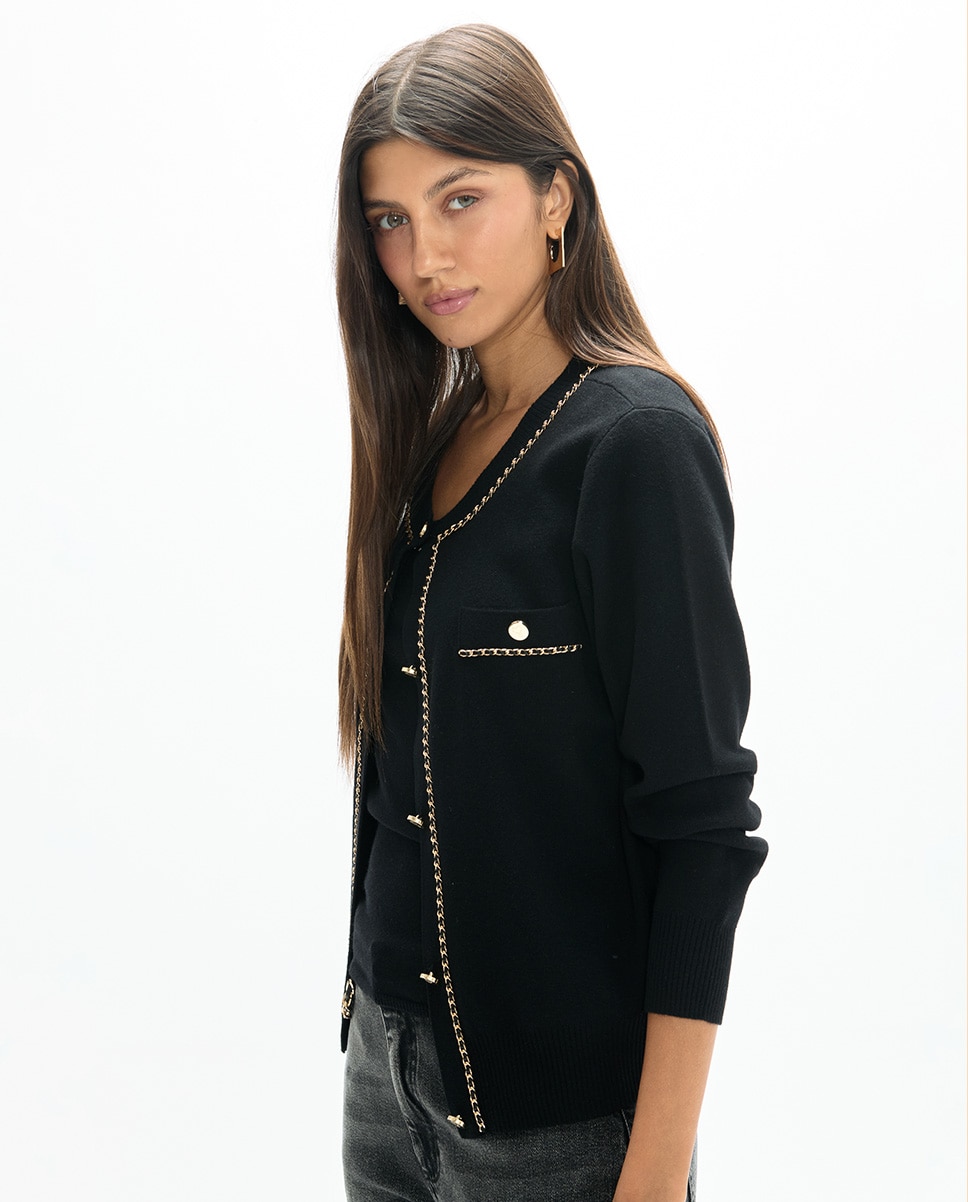 Cárdigan de mujer detalle cadenas - Lola Casademunt - Negro Negro-2