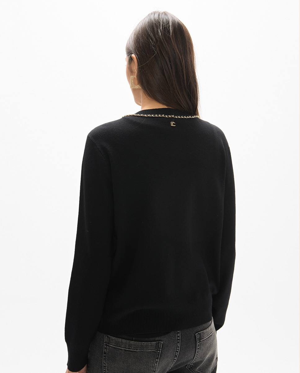 Cárdigan de mujer detalle cadenas - Lola Casademunt - Negro Negro-3
