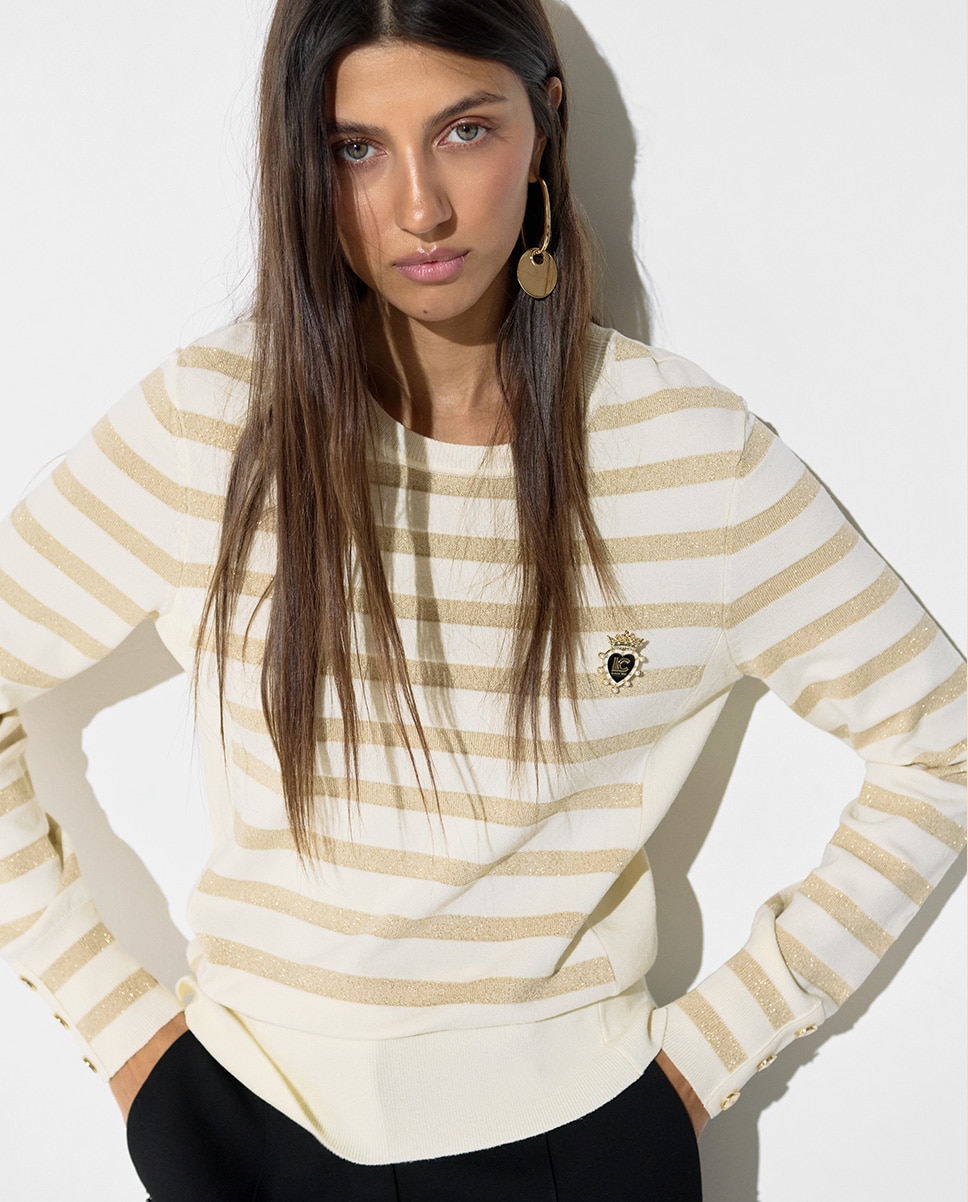 Jersey rayas de mujer lurex y pin - Lola Casademunt - Dorado Dorado-1