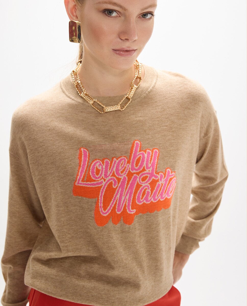 Jersey de mujer intarsia texto - Lola Casademunt - Natural Natural-2
