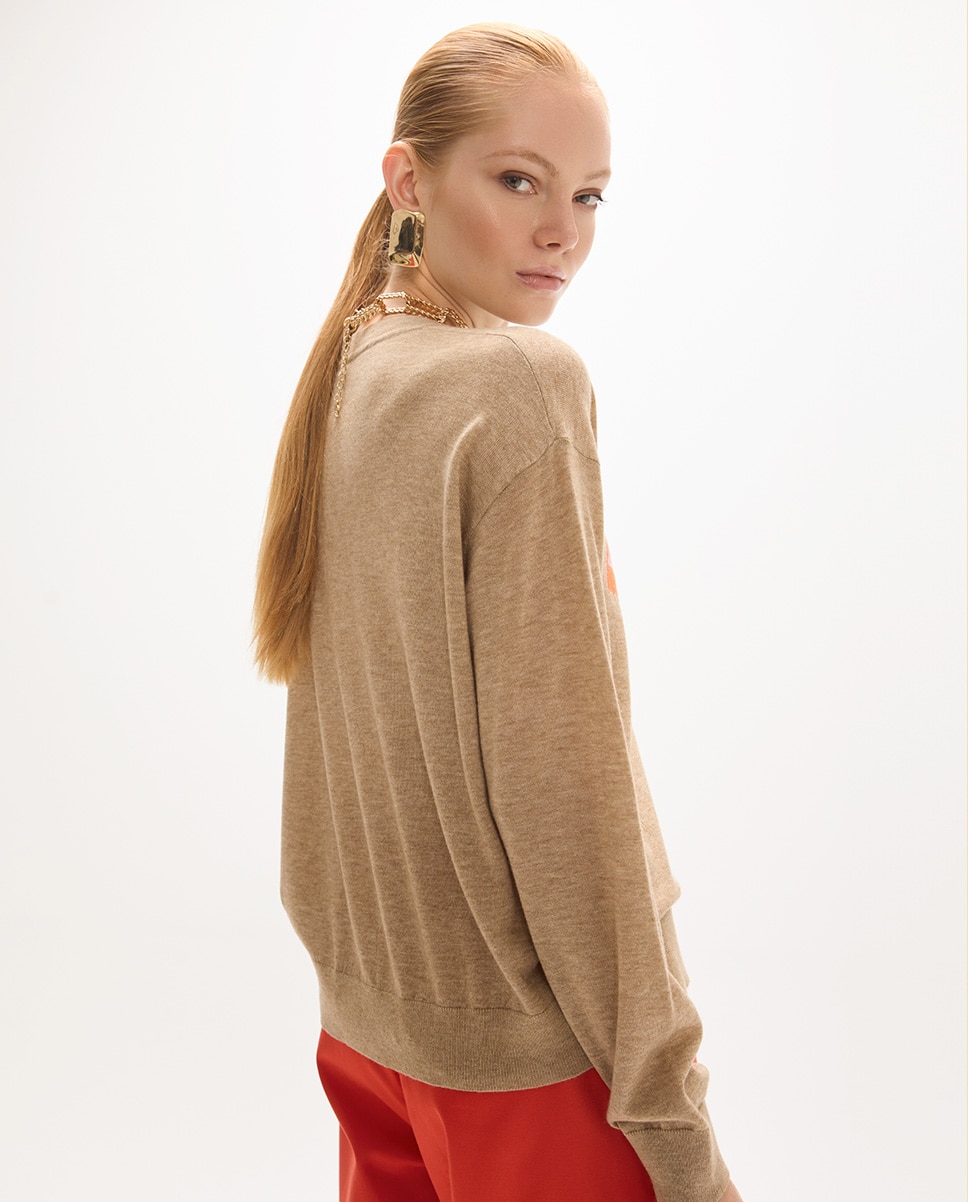 Jersey de mujer intarsia texto - Lola Casademunt - Natural Natural-4