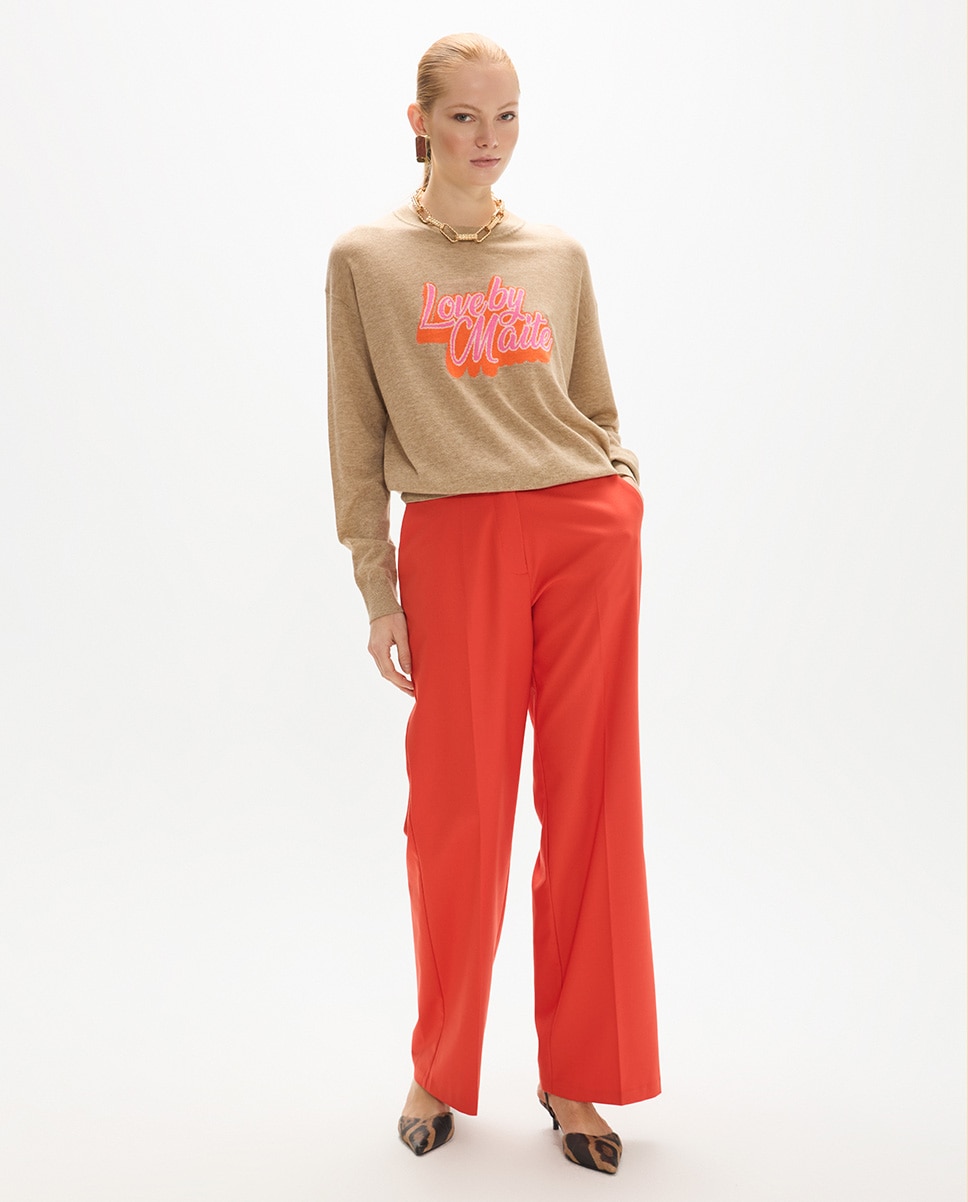 Jersey de mujer intarsia texto - Lola Casademunt - Natural Natural-5