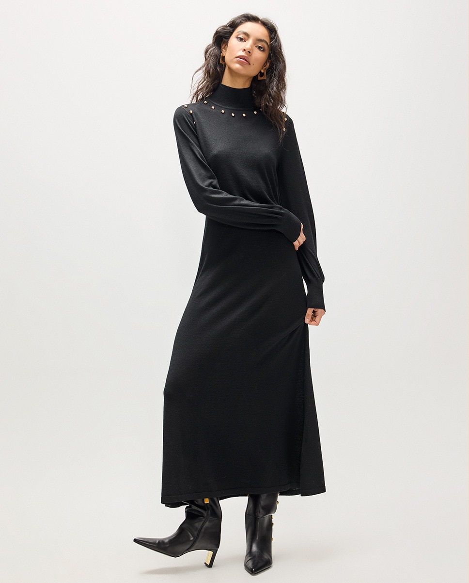Vestido de punto largo rivets sisa - Lola Casademunt - Negro Negro-1