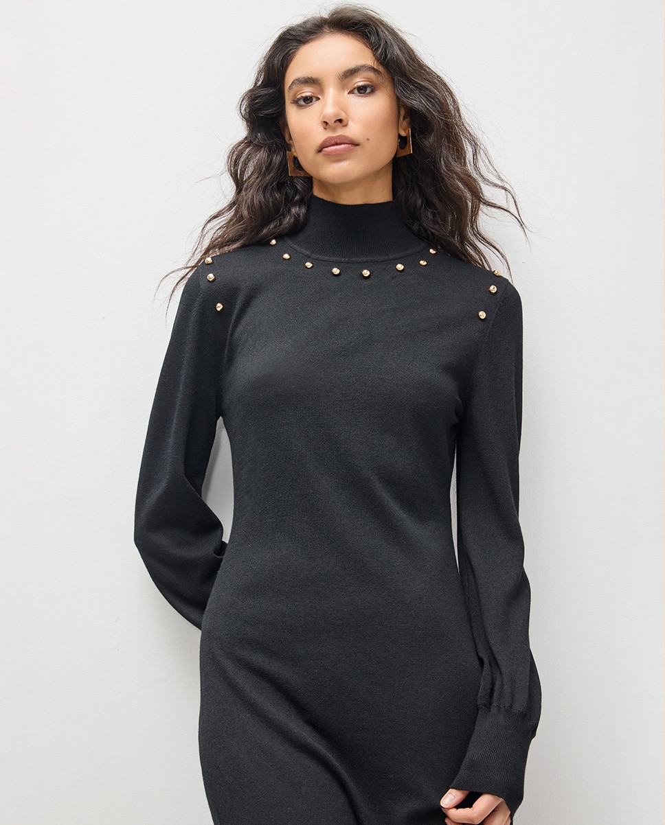 Vestido de punto largo rivets sisa - Lola Casademunt - Negro Negro-4