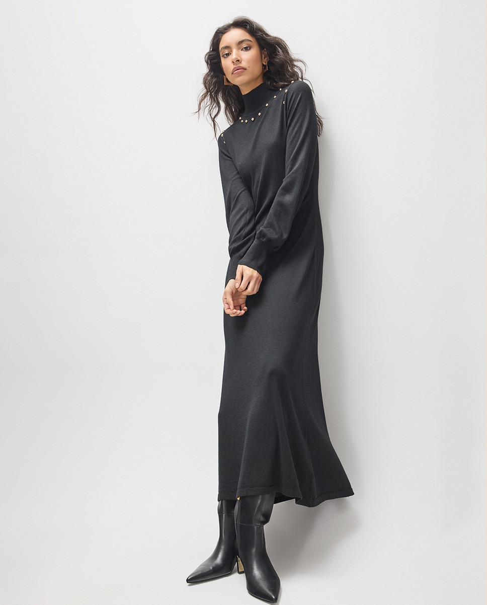 Vestido de punto largo rivets sisa - Lola Casademunt - Negro Negro-5