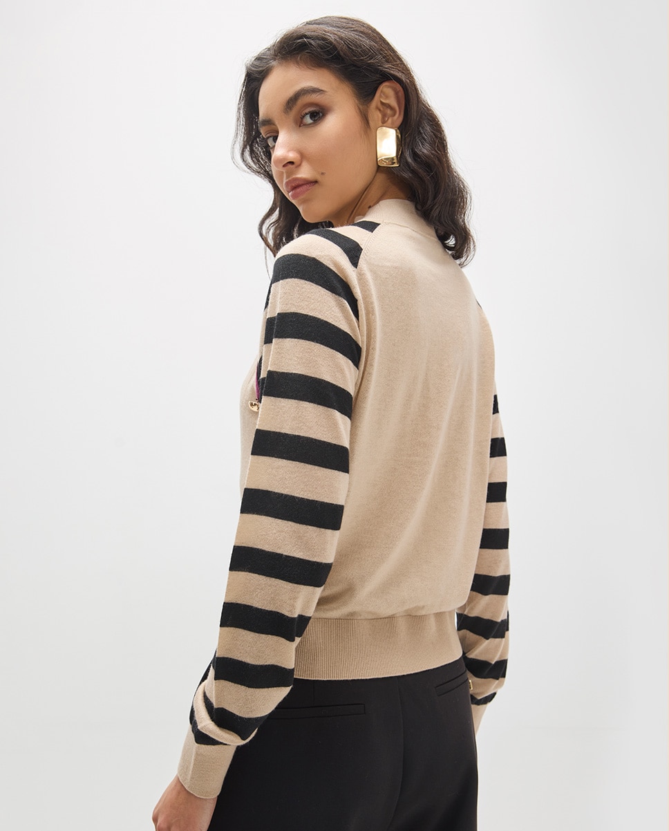 Jersey de mujer rayas y contrastes - Lola Casademunt - Blanco Blanco-4