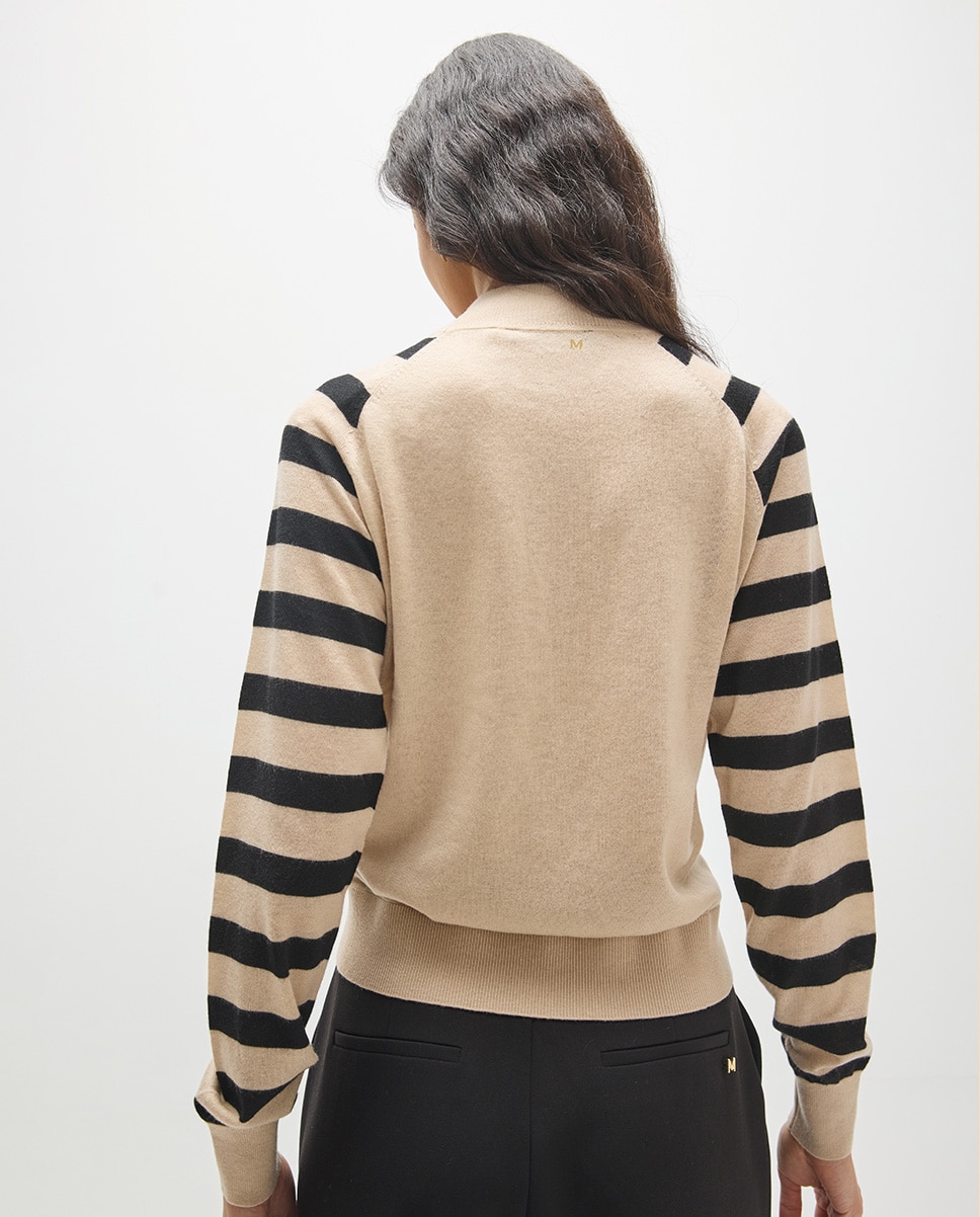 Jersey de mujer rayas y contrastes - Lola Casademunt - Blanco Blanco-5