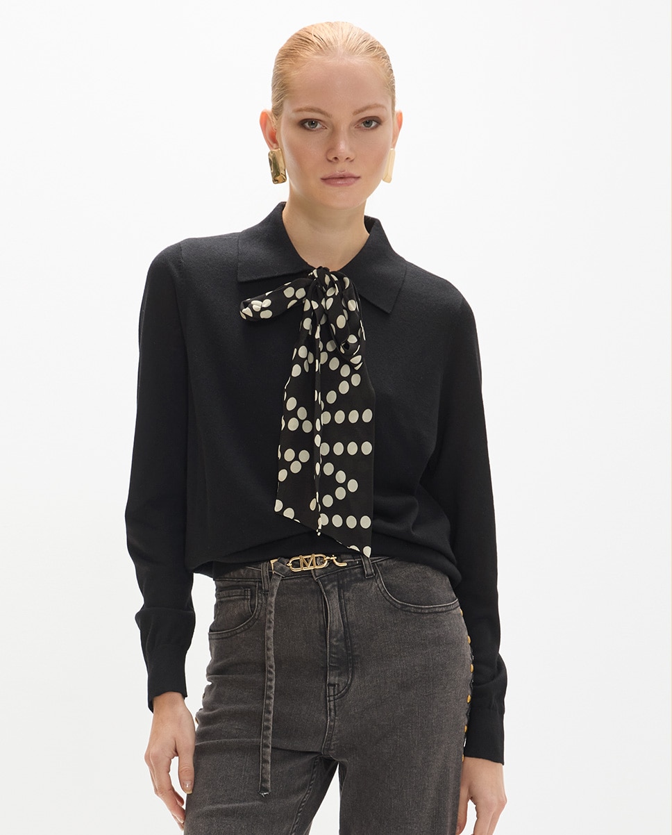 Jersey de mujer detalle pañuelo - Lola Casademunt - Negro Negro-1