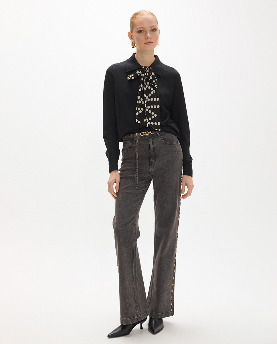 Jersey de mujer detalle pañuelo - Lola Casademunt - Negro Negro-4