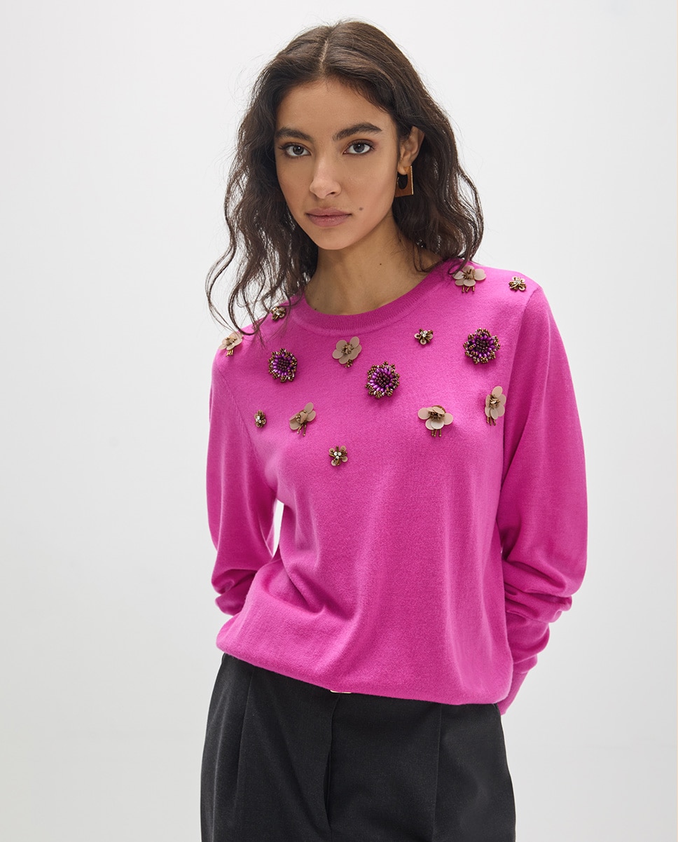 Jersey de mujer apliques colores 45a - Lola Casademunt - Fucsia Fucsia-1