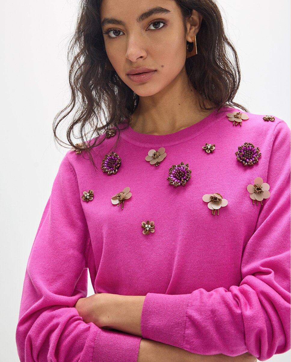 Jersey de mujer apliques colores 45a - Lola Casademunt - Fucsia Fucsia-2