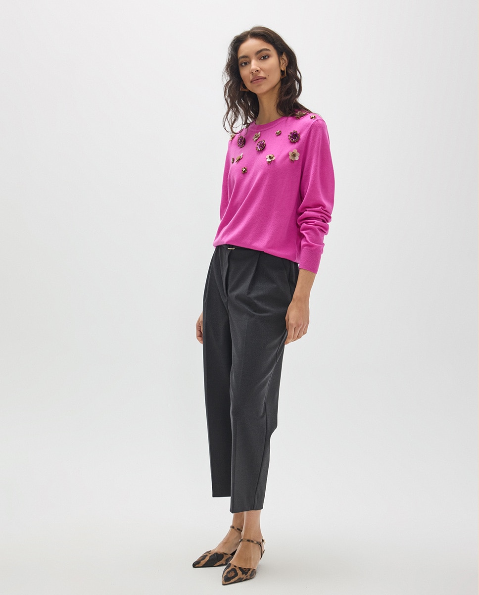 Jersey de mujer apliques colores 45a - Lola Casademunt - Fucsia Fucsia-5