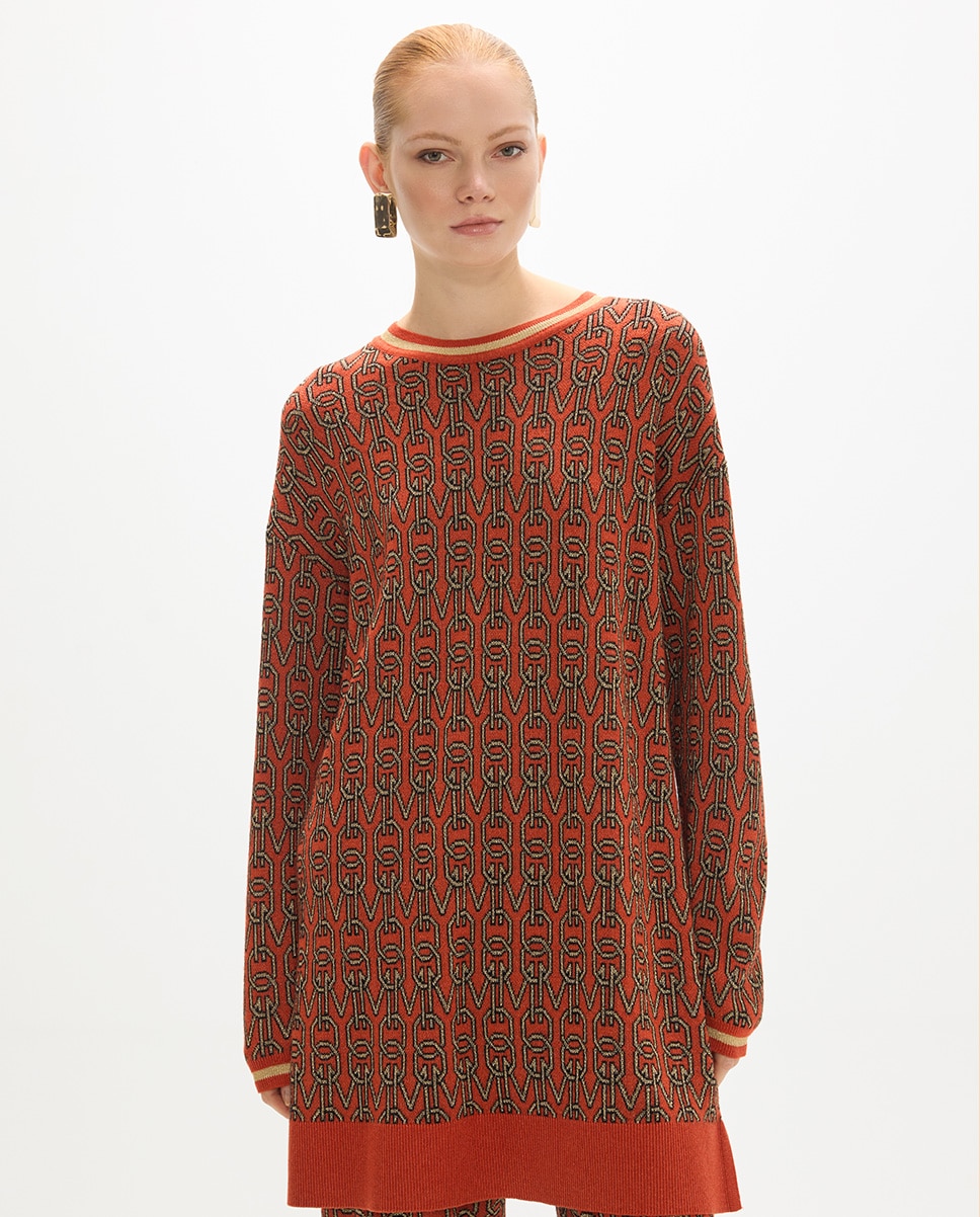 Jersey de mujer jacquard logomania - Lola Casademunt - Nuez Nuez-1