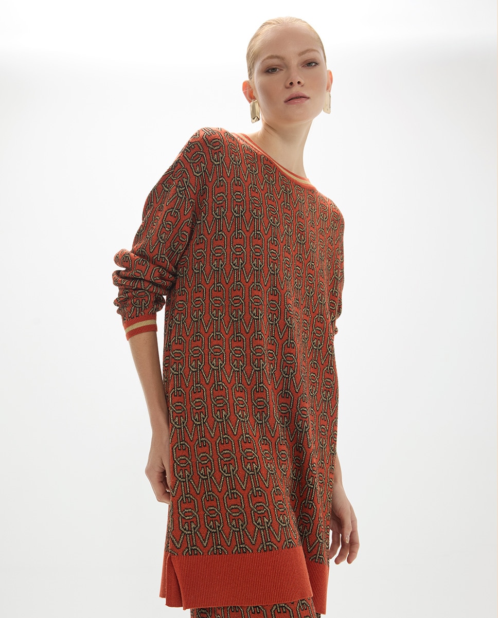 Jersey de mujer jacquard logomania - Lola Casademunt - Nuez Nuez-2