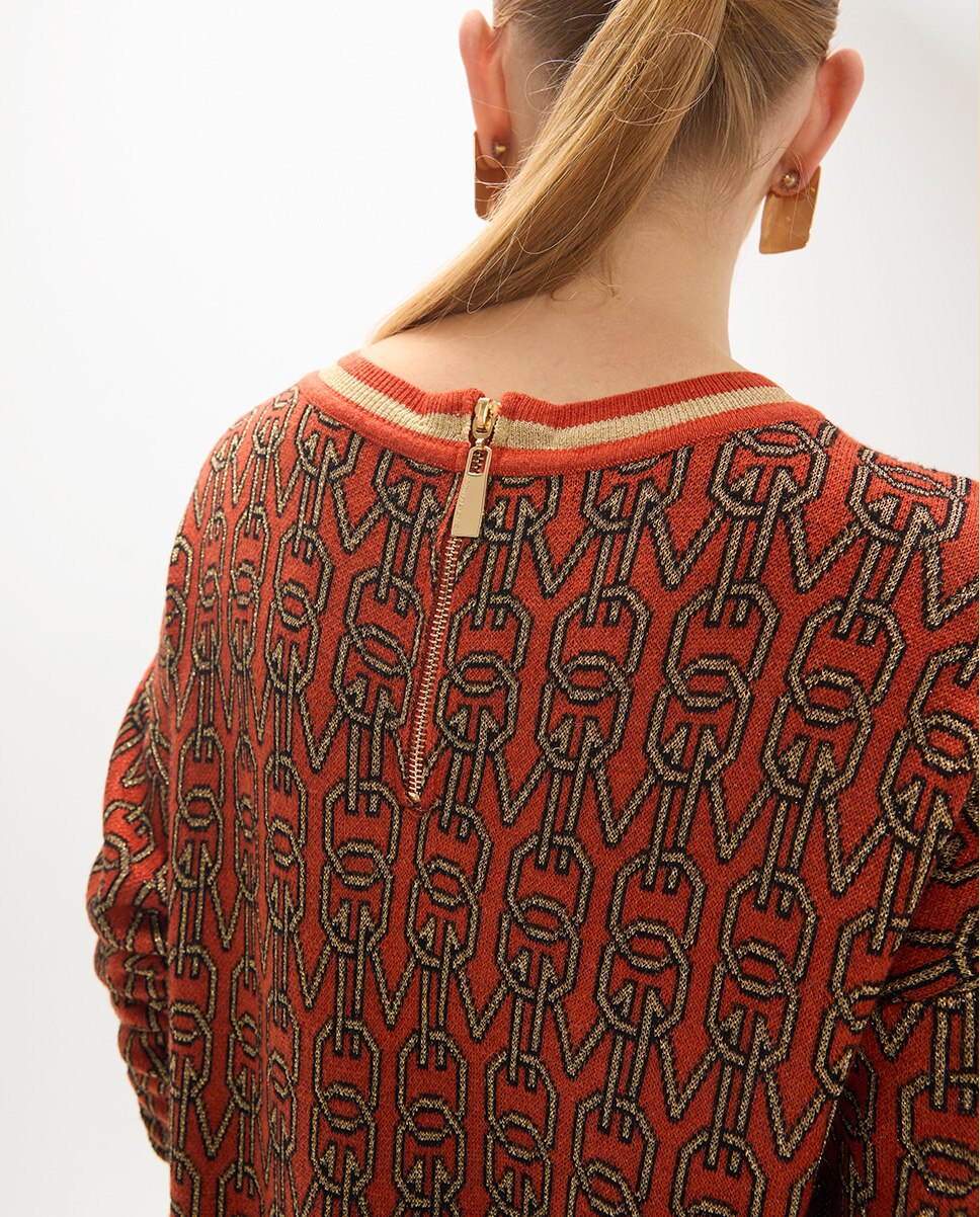 Jersey de mujer jacquard logomania - Lola Casademunt - Nuez Nuez-3