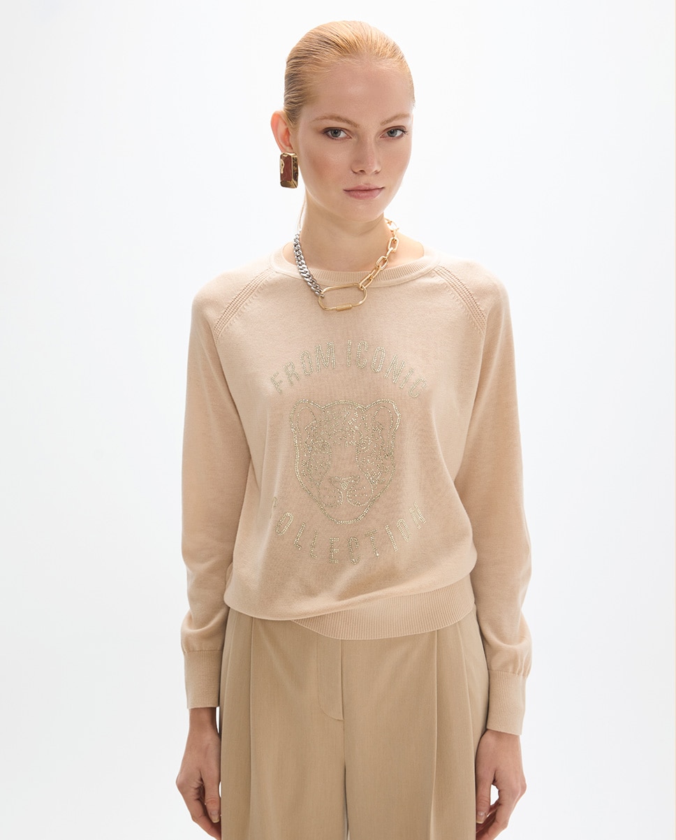 Jersey de mujer cristales animalito - Lola Casademunt - Beige Beige-1