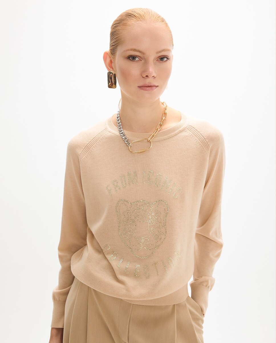 Jersey de mujer cristales animalito - Lola Casademunt - Beige Beige-2