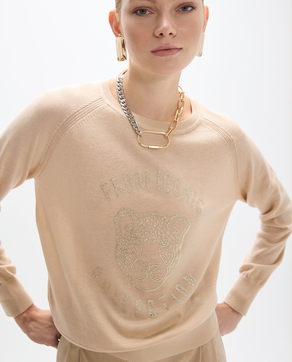 Jersey de mujer cristales animalito - Lola Casademunt - Beige Beige-3