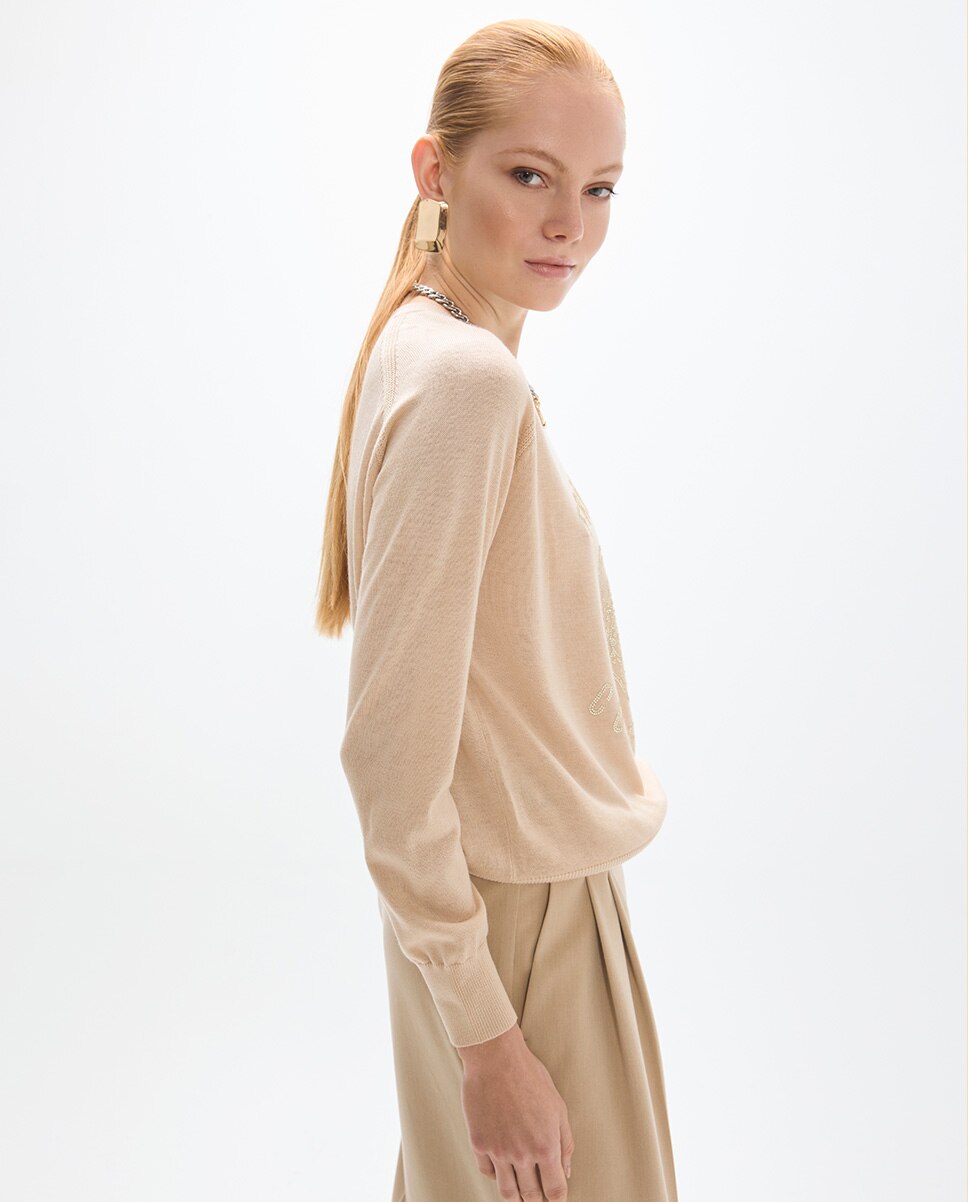 Jersey de mujer cristales animalito - Lola Casademunt - Beige Beige-4