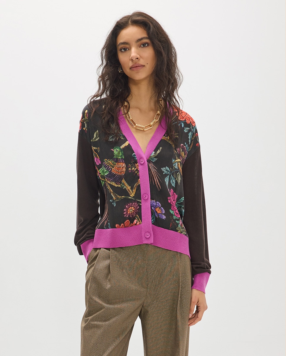 Cárdigan de mujer bimateria estampado 45a - Lola Casademunt - Multicolor Multicolor-1