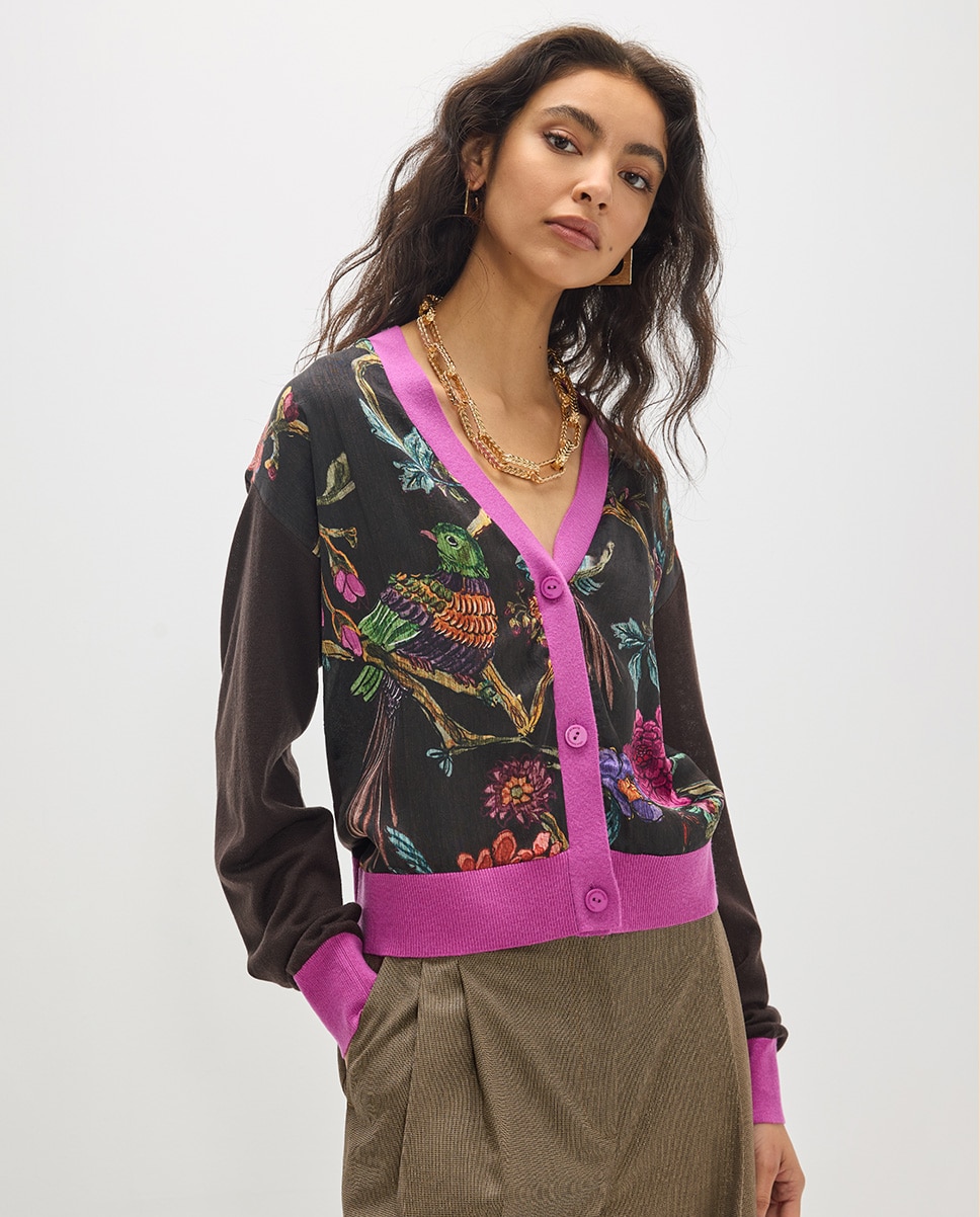 Cárdigan de mujer bimateria estampado 45a - Lola Casademunt - Multicolor Multicolor-2