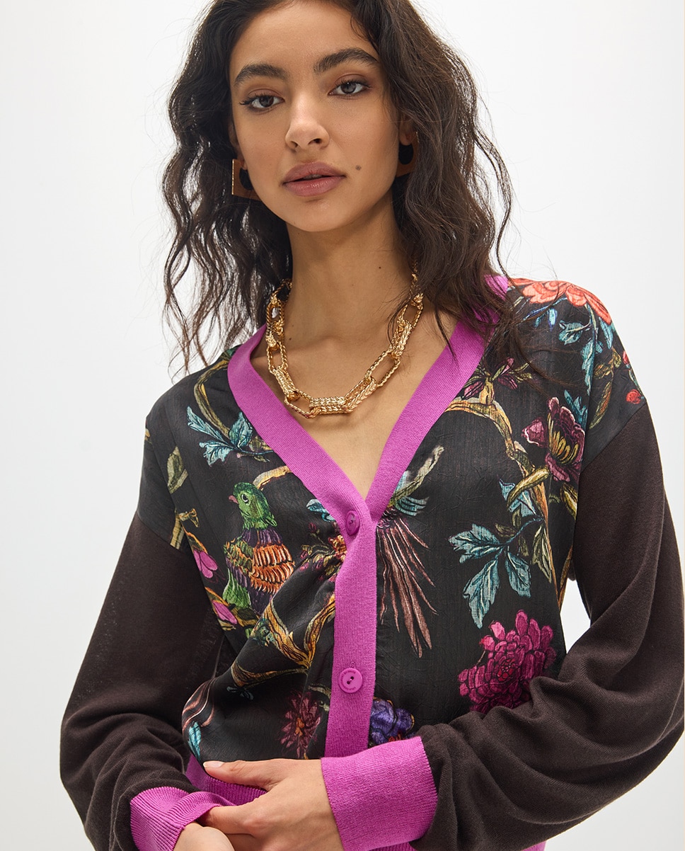 Cárdigan de mujer bimateria estampado 45a - Lola Casademunt - Multicolor Multicolor-4