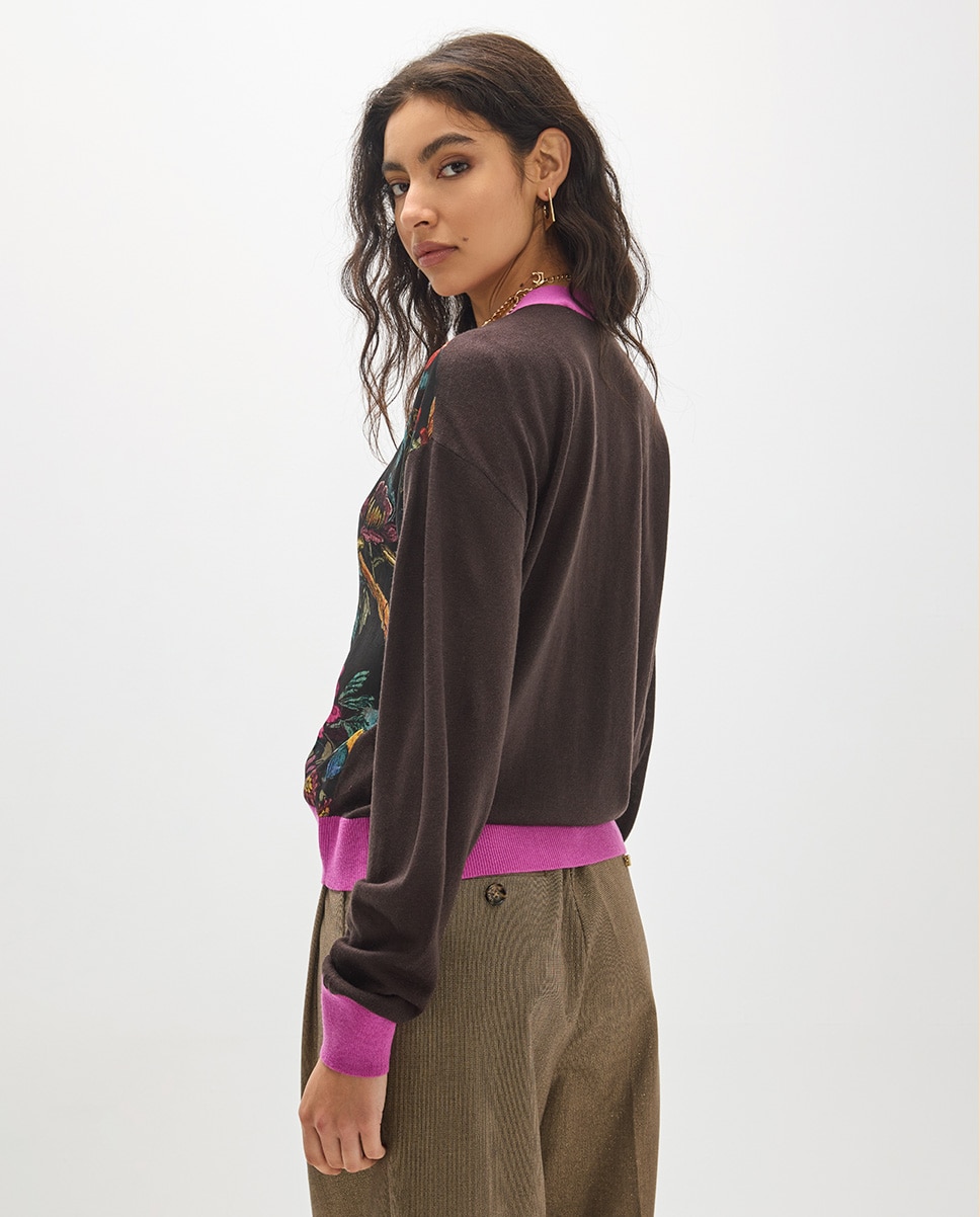 Cárdigan de mujer bimateria estampado 45a - Lola Casademunt - Multicolor Multicolor-5