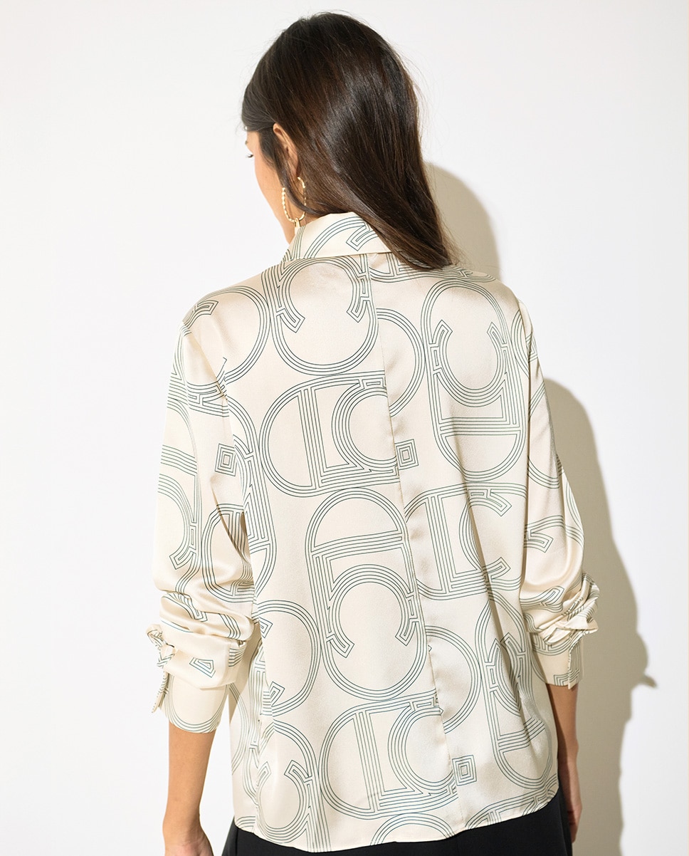 Camisa de mujer en tejido satinado logotipada - Lola Casademunt - Crudo Crudo-5