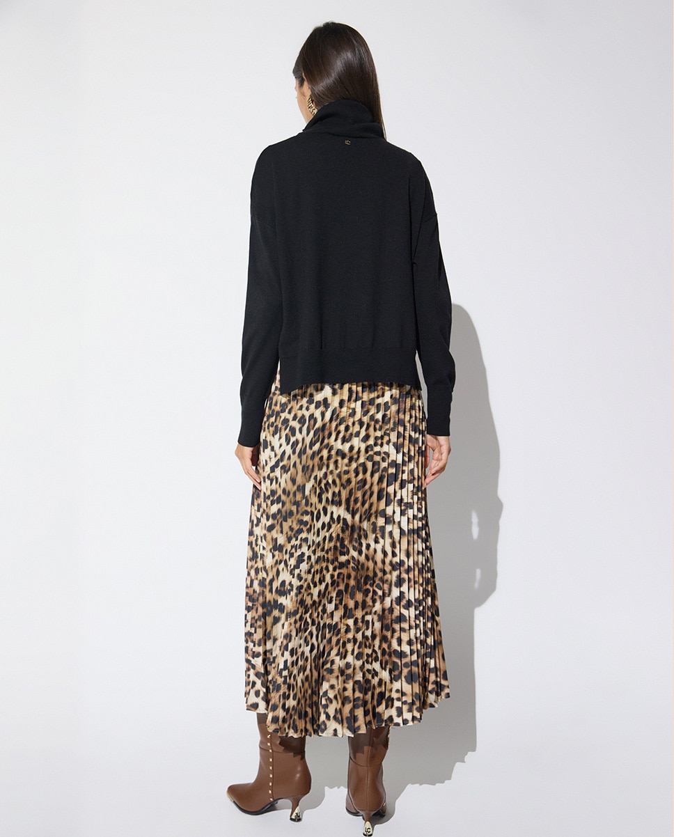 Vestido midi combinado con falda plisada 45a - Lola Casademunt - Marrón Marrón-3