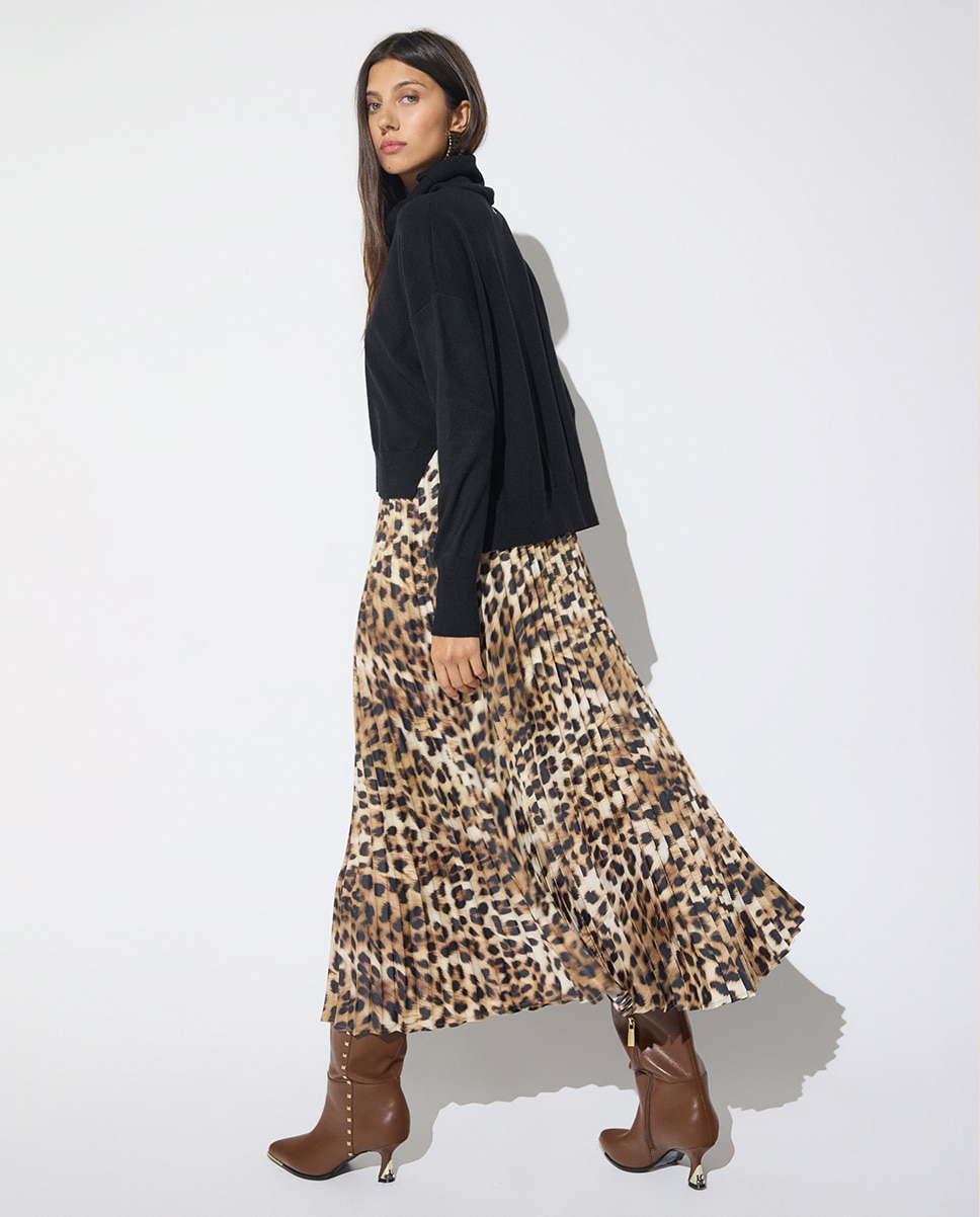 Vestido midi combinado con falda plisada 45a - Lola Casademunt - Marrón Marrón-4