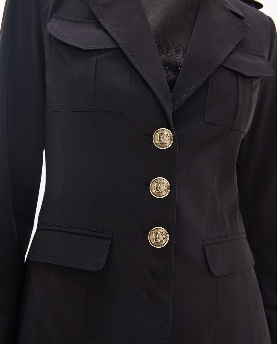Americana de mujer corta con bolsillos parche tafeta técnica - Lola Casademunt - Negro Negro-5