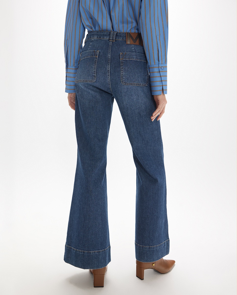 Vaquero recto de mujer con snap personalizado en bolsillos delanteros 45a - Lola Casademunt - Azul denim Azul denim-5