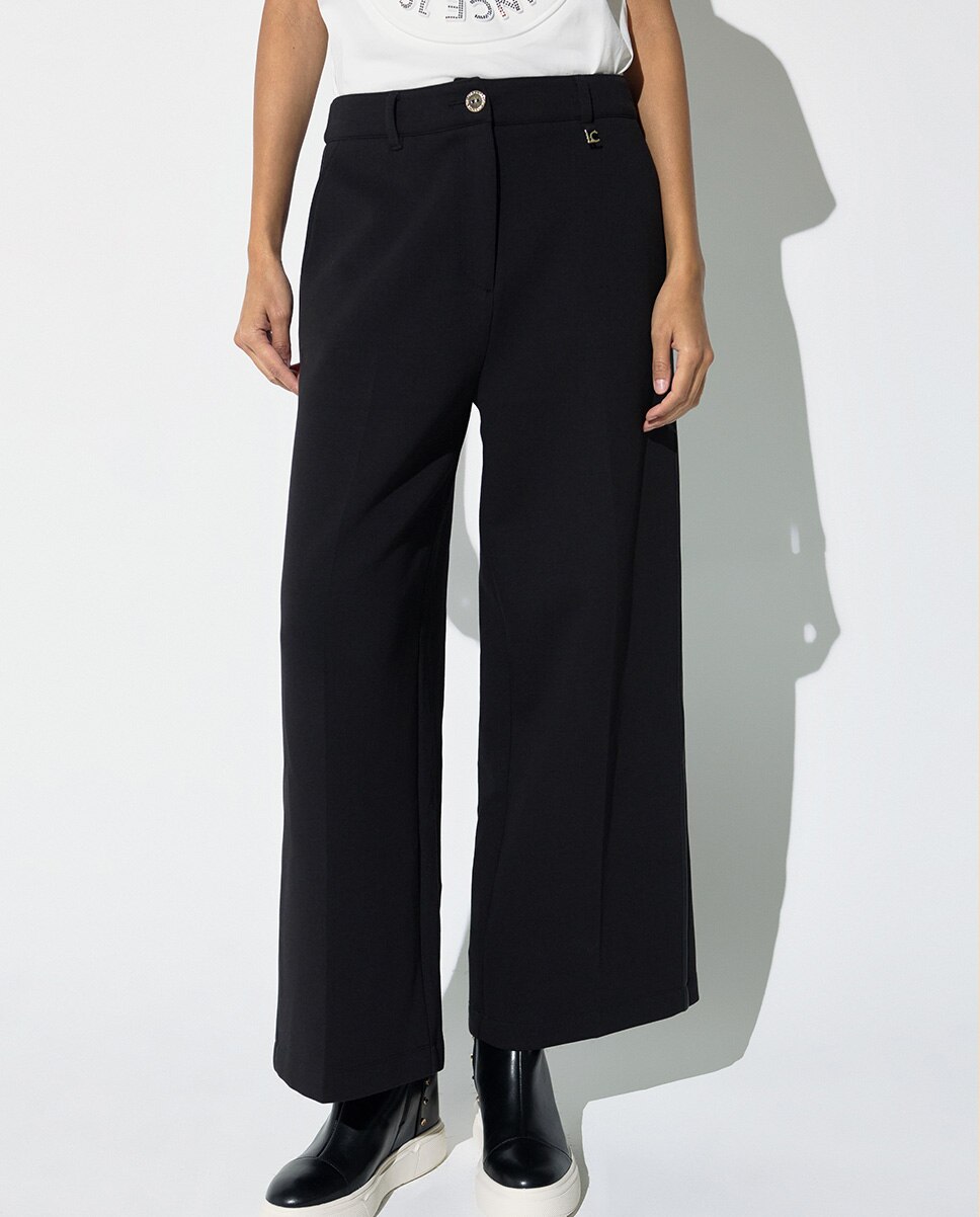 Pantalón de vestir de mujer con piping a contraste en los laterales - Lola Casademunt - Negro Negro-2