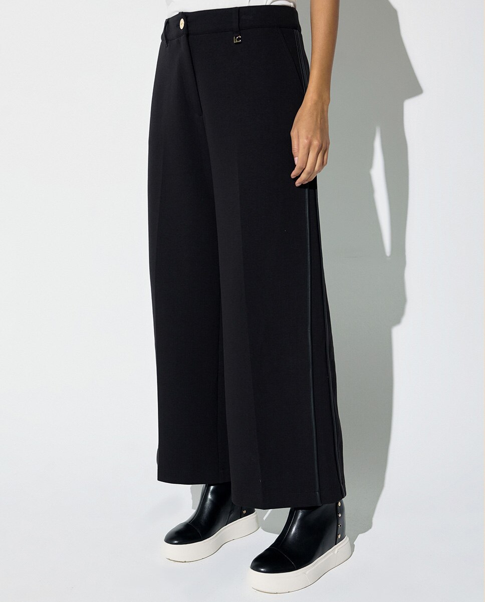 Pantalón de vestir de mujer con piping a contraste en los laterales - Lola Casademunt - Negro Negro-3