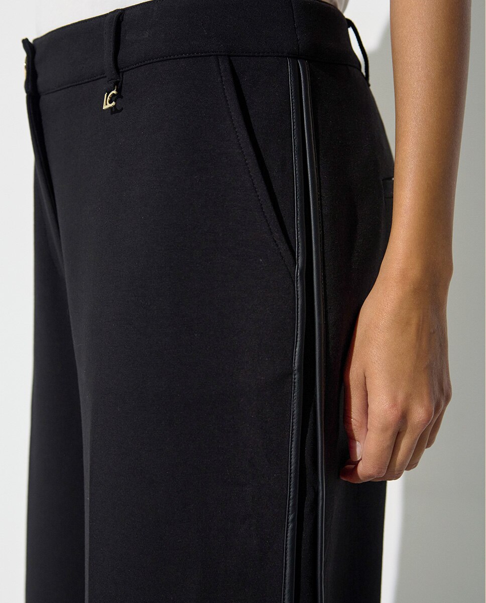 Pantalón de vestir de mujer con piping a contraste en los laterales - Lola Casademunt - Negro Negro-4