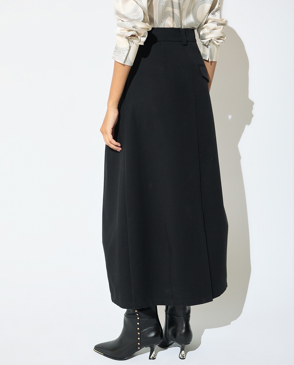 Falda midi sastre con pinzas - Lola Casademunt - Negro Negro-4