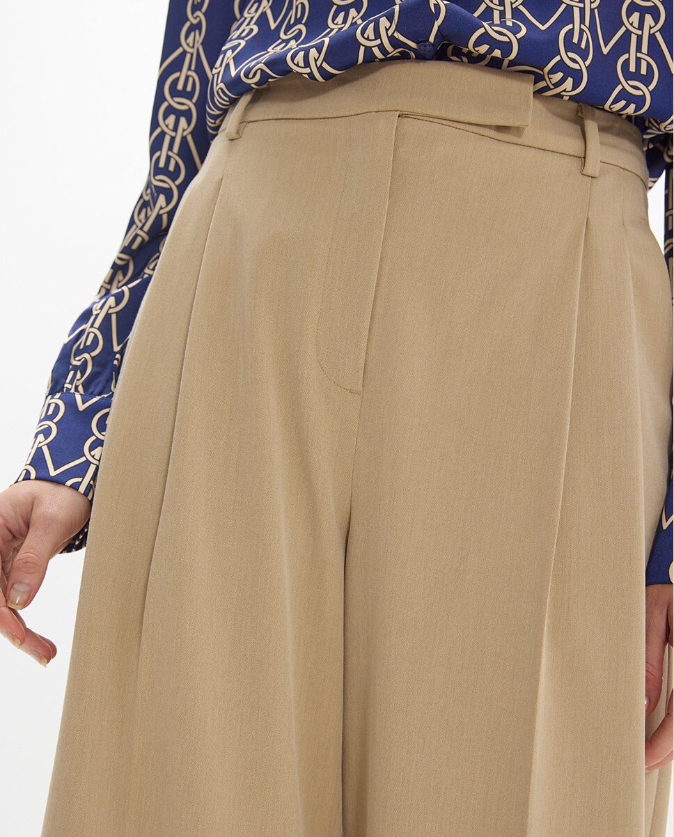 Pantalón de vestir de mujer doble pinza sastre - Lola Casademunt - Beige Beige-3