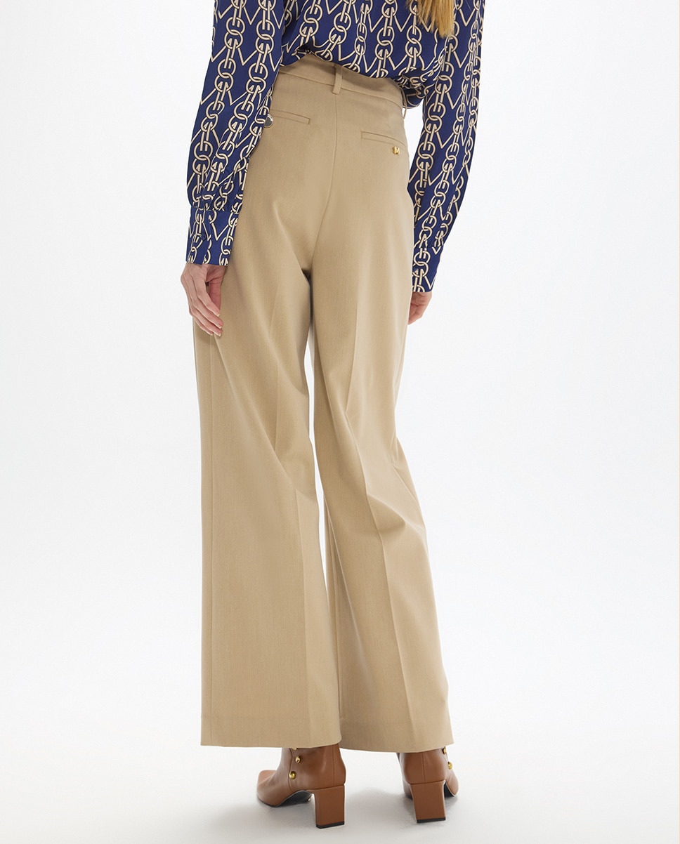 Pantalón de vestir de mujer doble pinza sastre - Lola Casademunt - Beige Beige-4