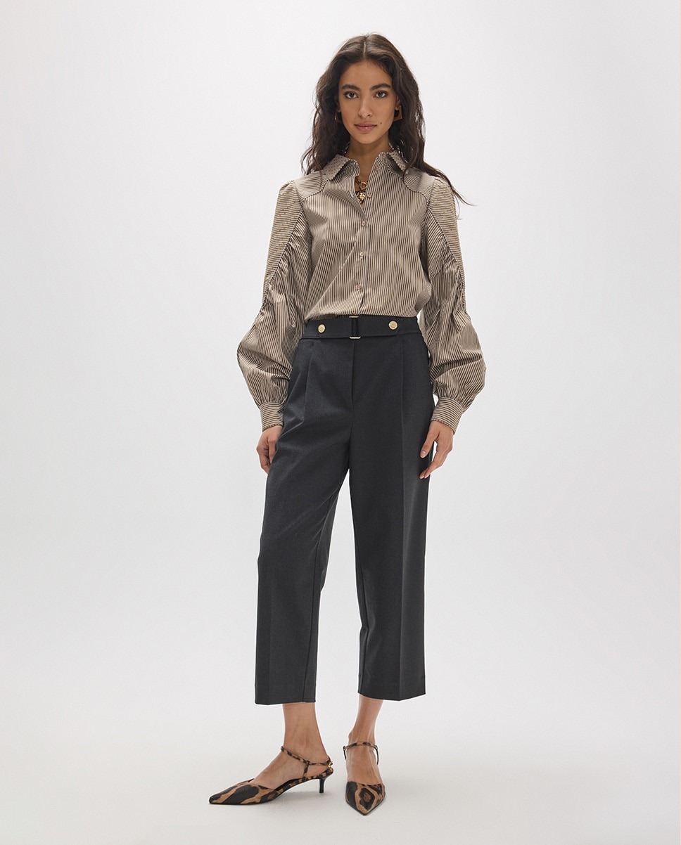 Imagen 0 de Pantalón de vestir de mujer pinzas con hebilla y snaps Gris