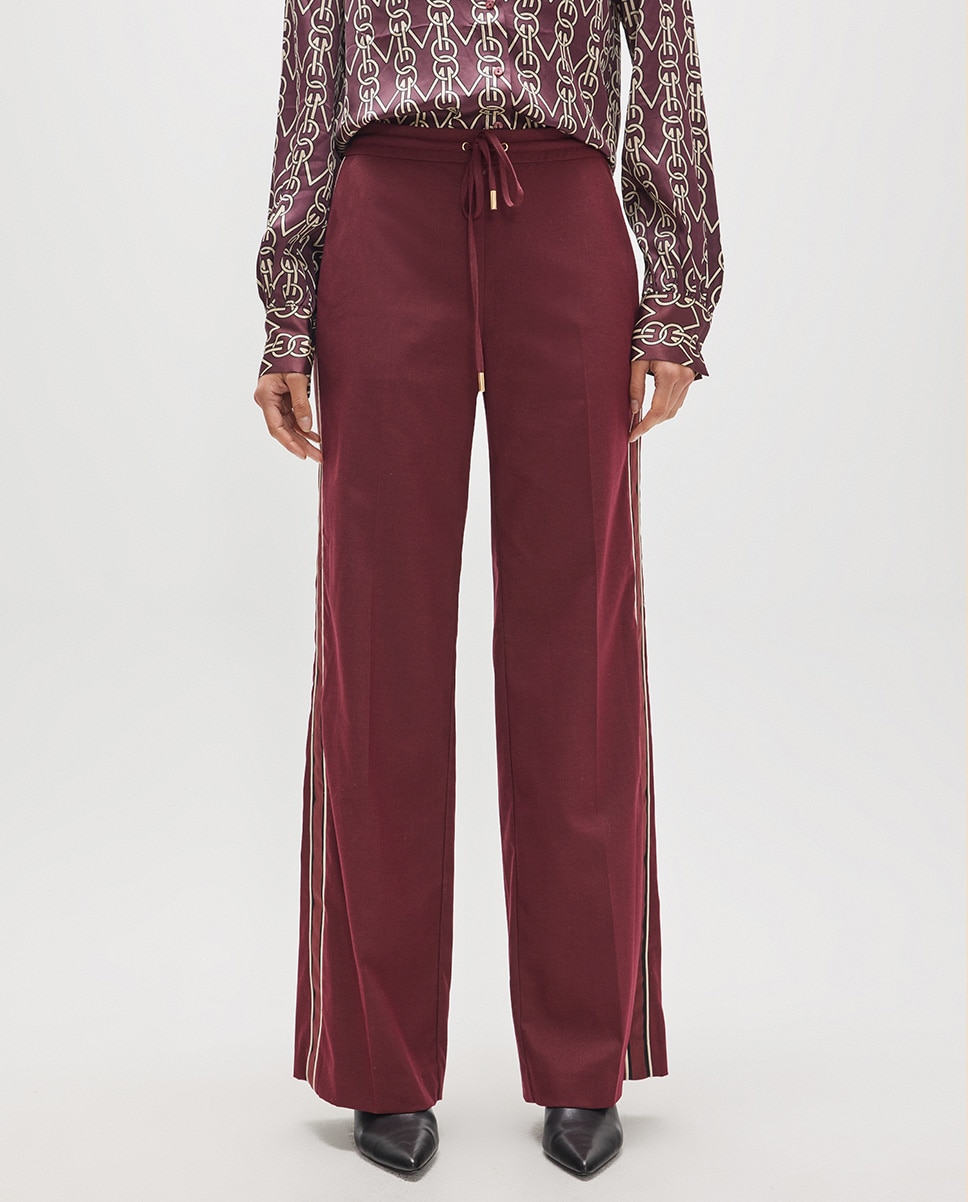Pantalón de vestir de mujer fit parís con banda grosgain lateral - Lola Casademunt - Burdeos Burdeos-2