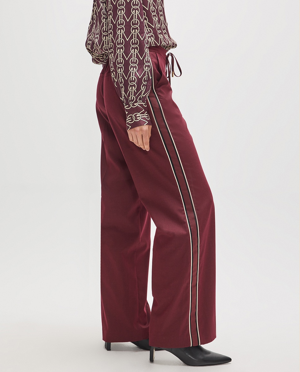 Pantalón de vestir de mujer fit parís con banda grosgain lateral - Lola Casademunt - Burdeos Burdeos-3