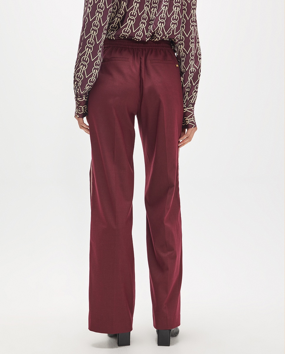 Pantalón de vestir de mujer fit parís con banda grosgain lateral - Lola Casademunt - Burdeos Burdeos-4