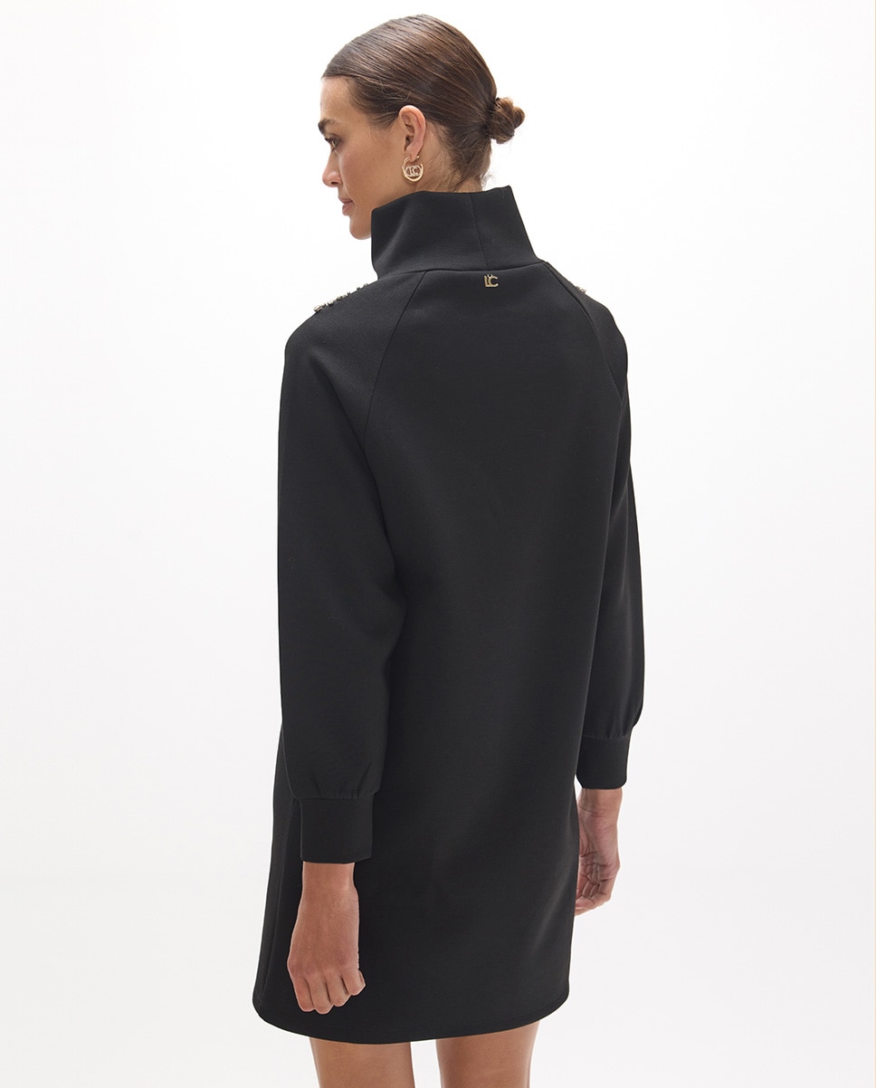 Vestido corto de neopreno con detalle de pedrería - Lola Casademunt - Negro Negro-4