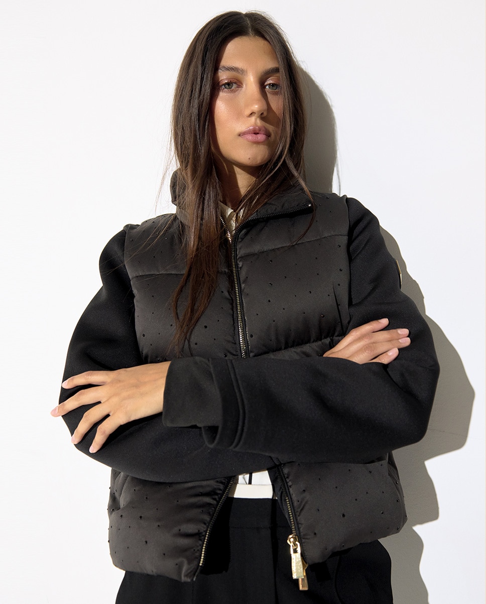 Acolchado de mujer de satén salpicado strass - Lola Casademunt - Negro Negro-1